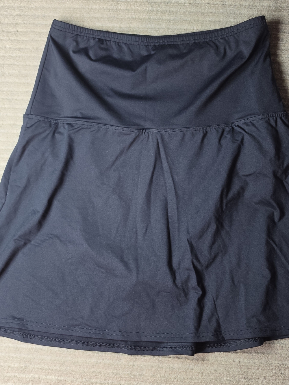 LANDS' END Women's L 14 Black Tummy Control Swim Skirt 20" Long